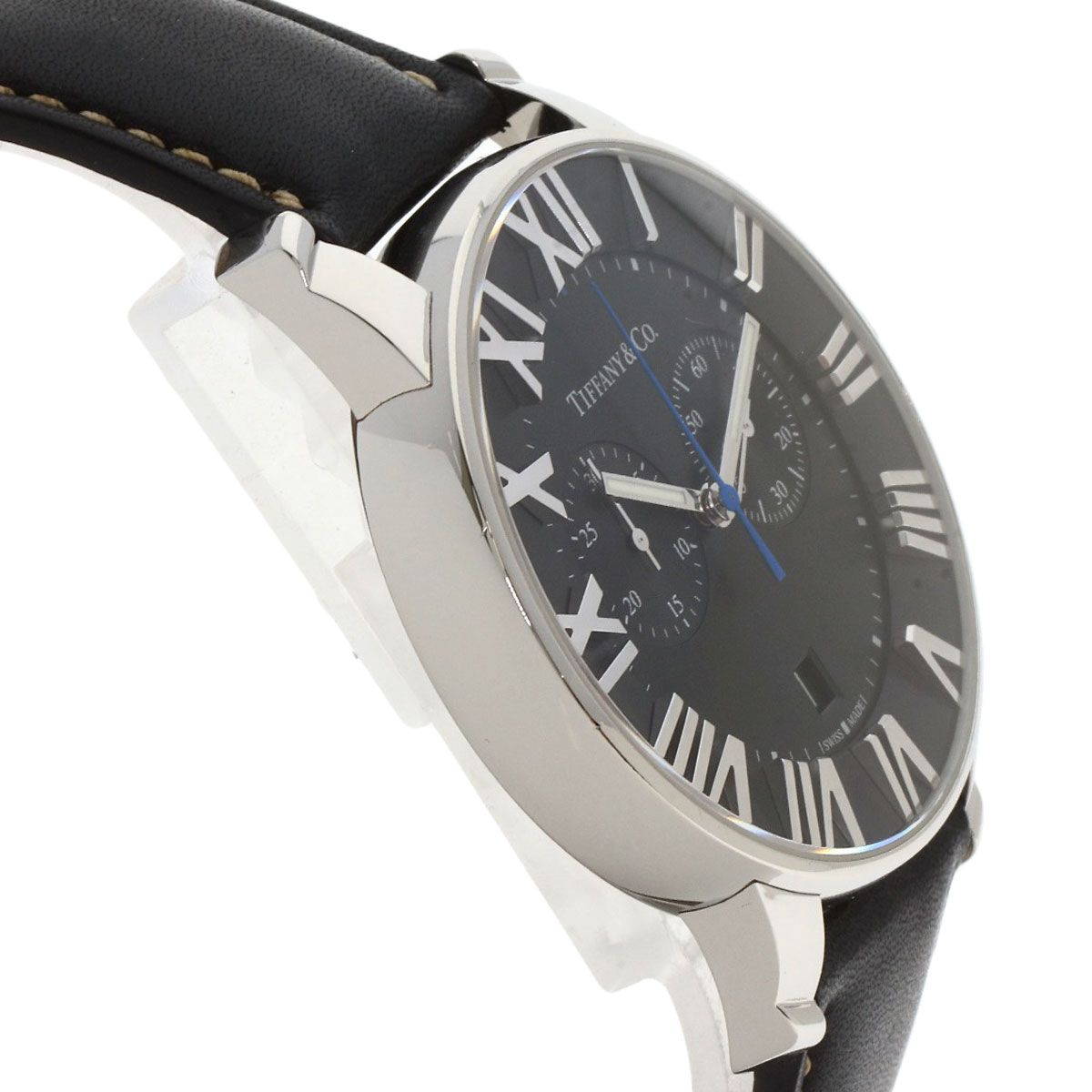 Tiffany & Co. Atlas Dome Chronograph Watch SS Leather — view 6