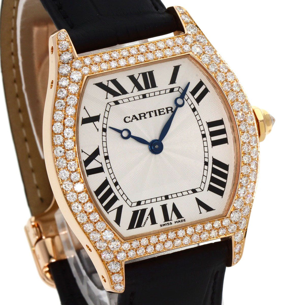 Cartier Tortu LM Diamond Watch 18K Pink Gold Leather — view 4