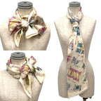Hermes Silk Maxi Twill Pavois Flag Pattern Long Scarf Cream Beige — view 2