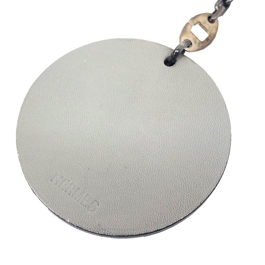 Hermes Rabbit Charm Key Holder Chain Leather Gray Animal — view 2