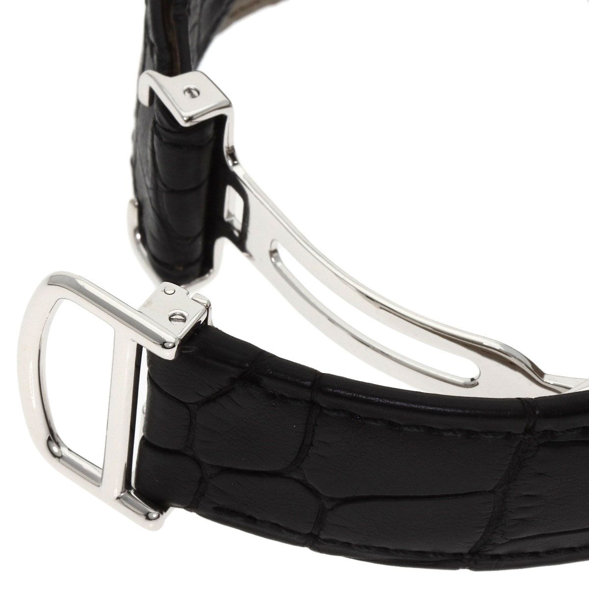 Cartier Tortu LM Case Bezel Diamond Watch 18K White Gold Leather — view 8