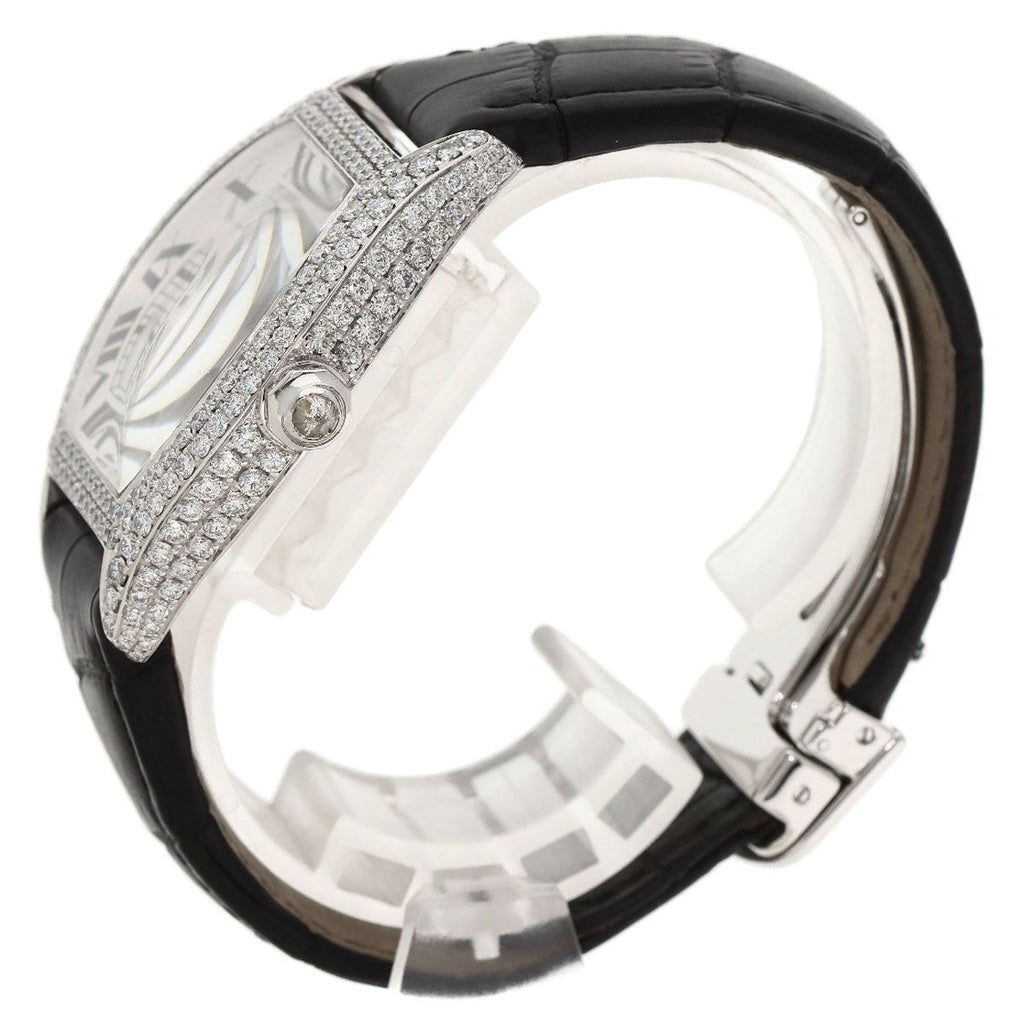 Cartier Tortu LM Case Bezel Diamond Watch 18K White Gold Leather — view 2