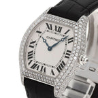 Cartier Tortu LM Case Bezel Diamond Watch 18K White Gold Leather — view 3