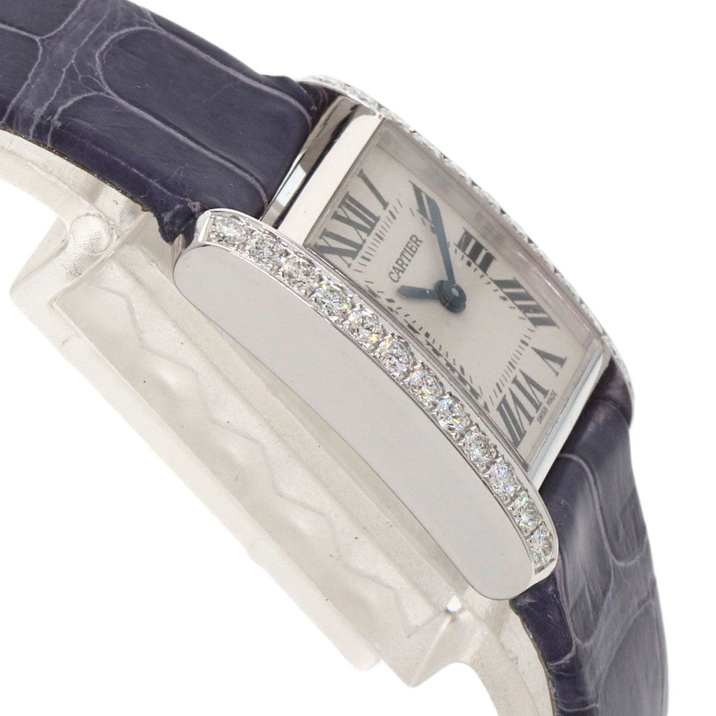 Cartier Tank Francaise SM Side Diamond Watch 18K White Gold Leather — view 6