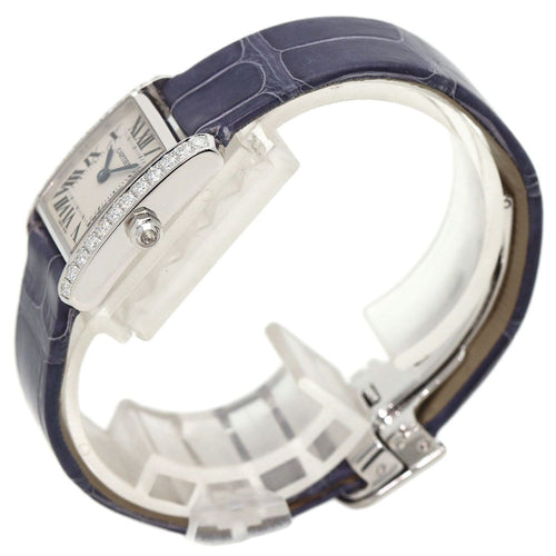 Cartier Tank Francaise SM Side Diamond Watch 18K White Gold Leather — view 2