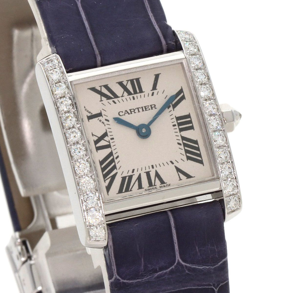 Cartier Tank Francaise SM Side Diamond Watch 18K White Gold Leather — view 4