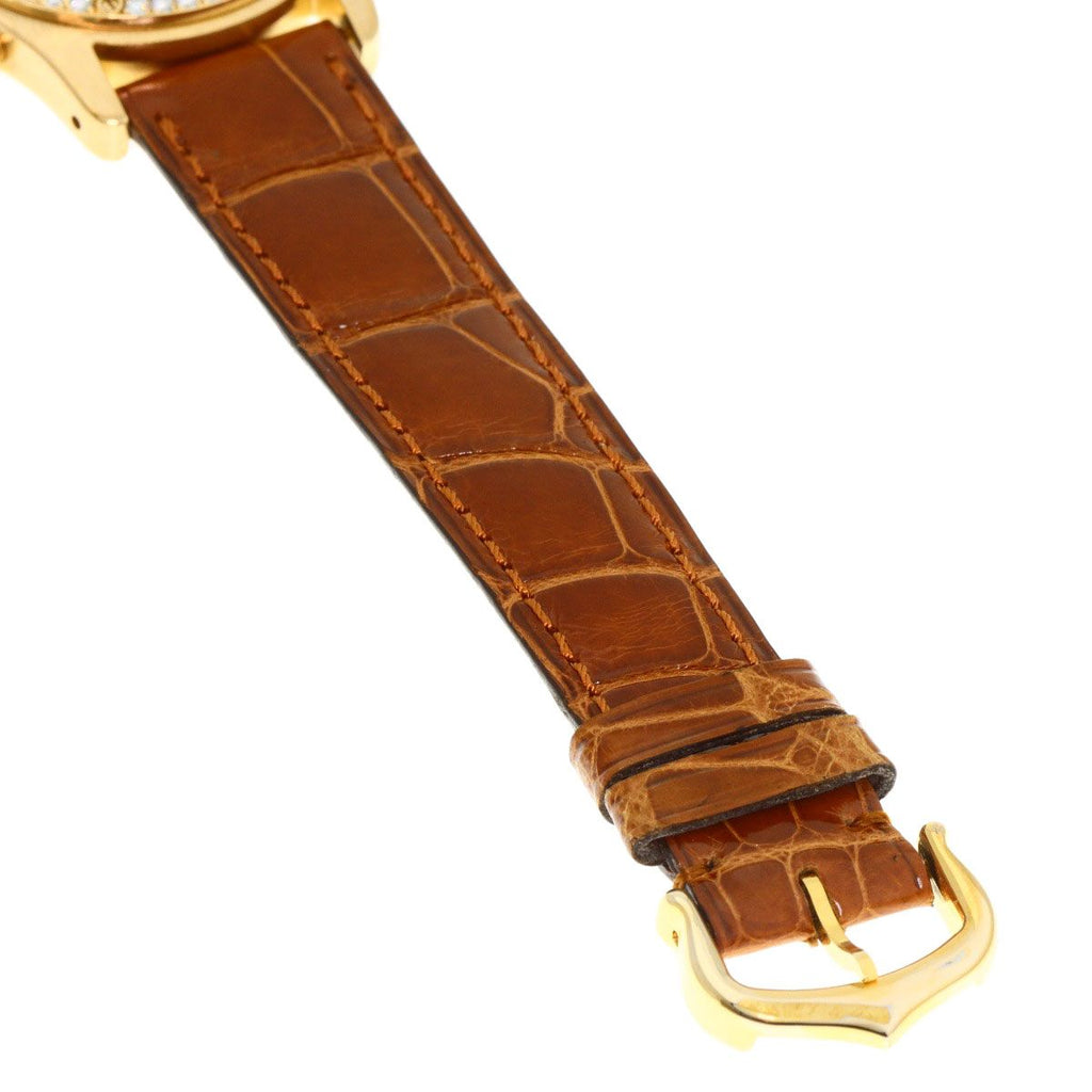Cartier Santos Round Chrono Reflex Watch 18K Yellow Gold Leather Diamond — view 9