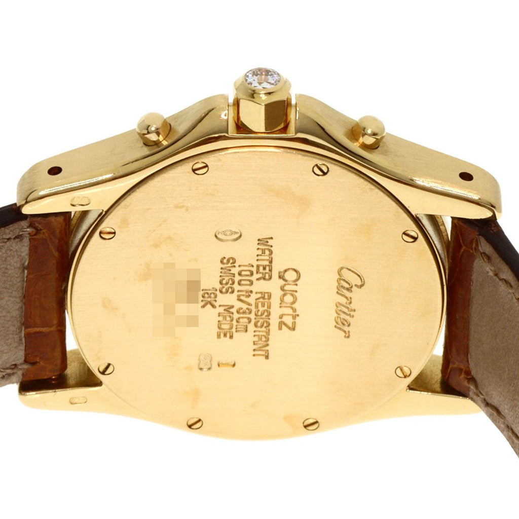 Cartier Santos Round Chrono Reflex Watch 18K Yellow Gold Leather Diamond — view 7
