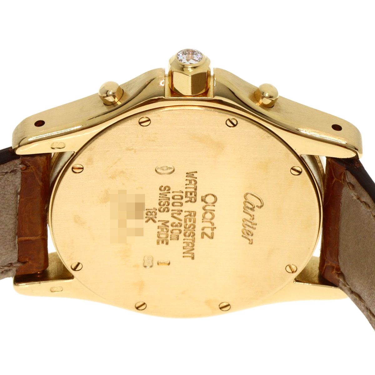 Cartier Santos Round Chrono Reflex Watch 18K Yellow Gold Leather Diamond — view 7