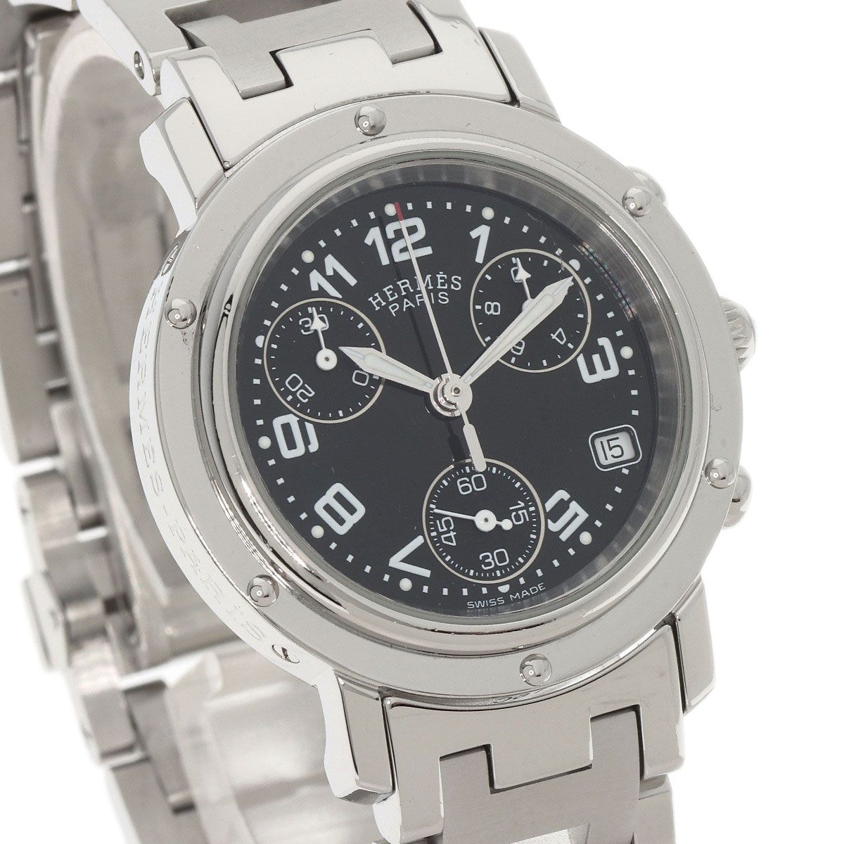 Hermes Clipper Chrono Watch SS — view 4
