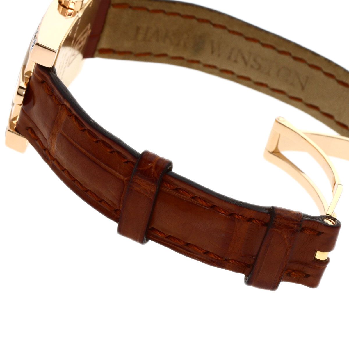 Harry Winston Avenue Watch 18K Pink Gold Leather — view 8