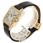 Cartier Santos Dumont Diamond Bezel Watch 18K Pink Gold Leather — view 2