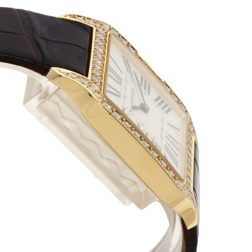 Cartier Santos Dumont Diamond Bezel Watch 18K Pink Gold Leather — view 6