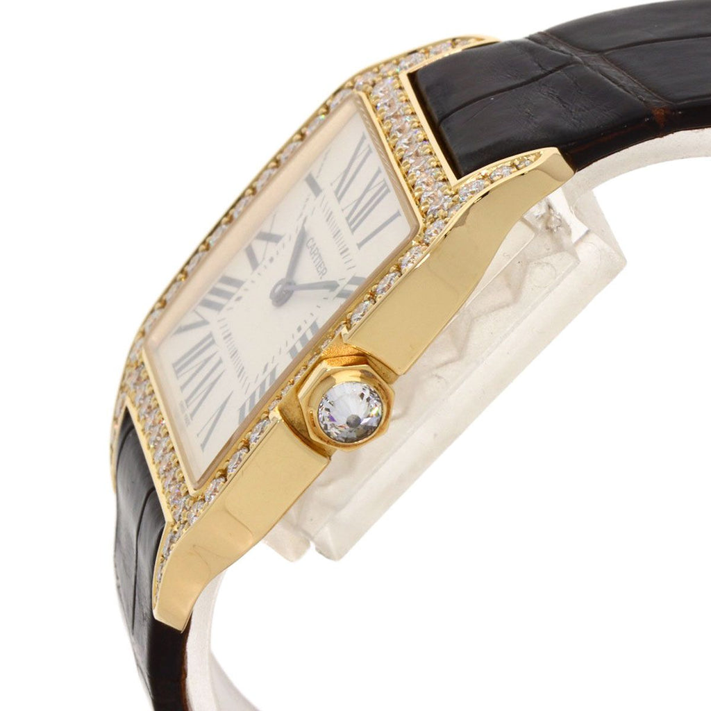 Cartier Santos Dumont Diamond Bezel Watch 18K Pink Gold Leather — view 5