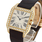 Cartier Santos Dumont Diamond Bezel Watch 18K Pink Gold Leather — view 3