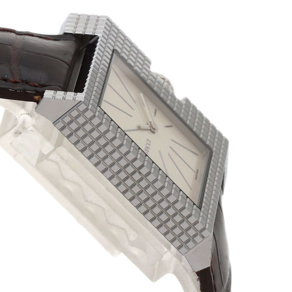Gucci Square Face Watch SS Leather — view 6