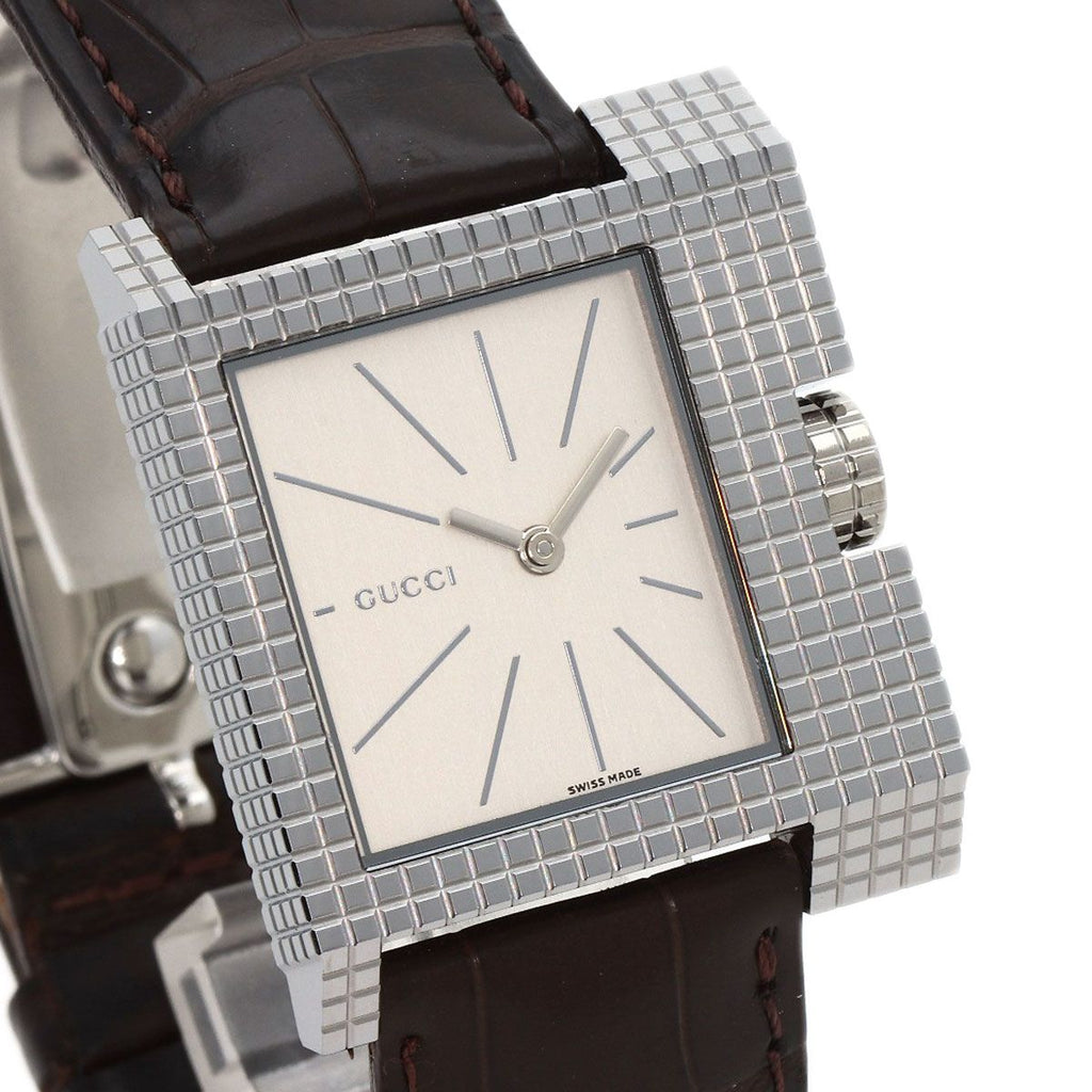 Gucci Square Face Watch SS Leather — view 4
