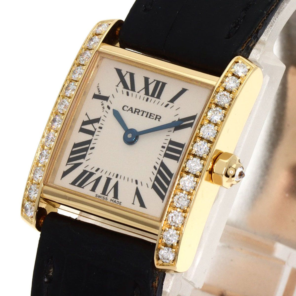 Cartier Tank Francais-z SM Watch 18K Yellow Gold Leather s — view 3