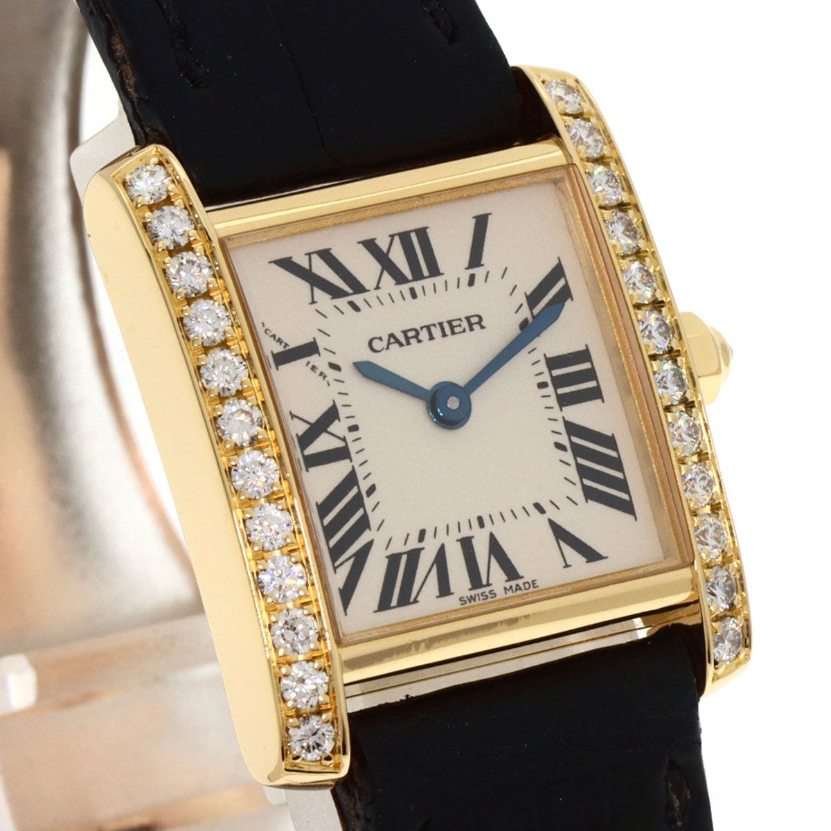 Cartier Tank Francais-z SM Watch 18K Yellow Gold Leather s — view 4