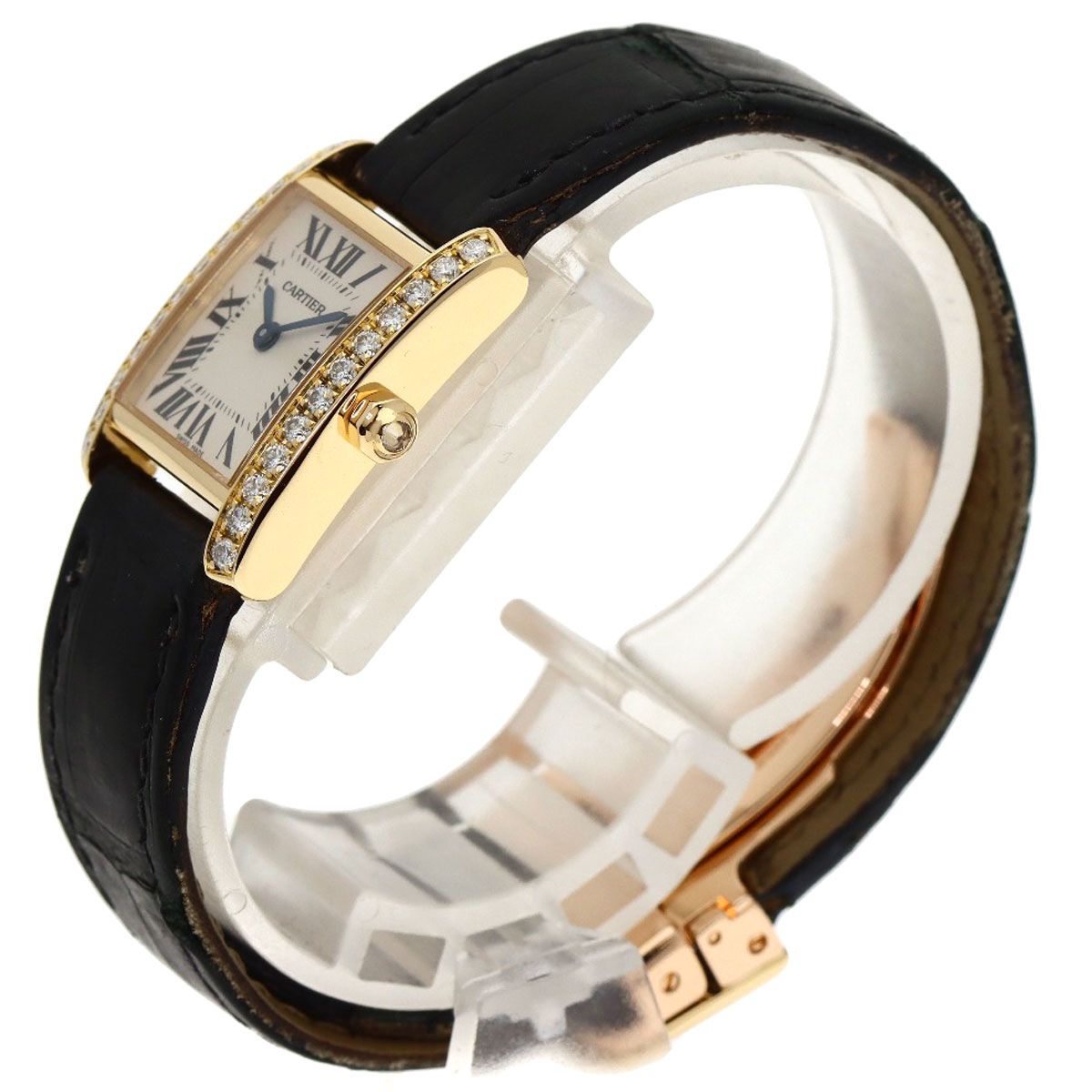 Cartier Tank Francais-z SM Watch 18K Yellow Gold Leather s — view 2