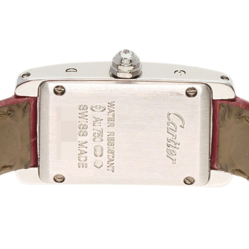Cartier Mini Tank American Watch 18K White Gold Leather Diamond — view 7