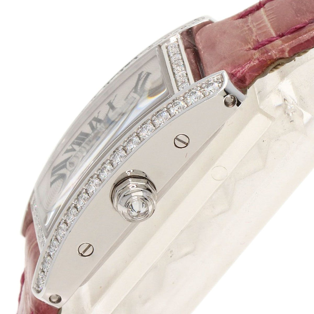 Cartier Mini Tank American Watch 18K White Gold Leather Diamond — view 5