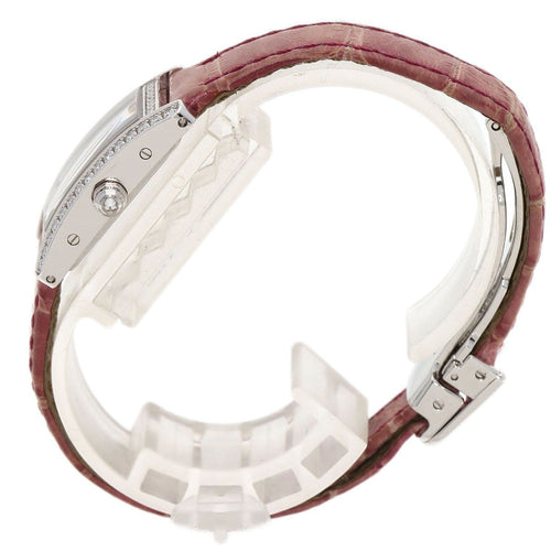Cartier Mini Tank American Watch 18K White Gold Leather Diamond — view 2