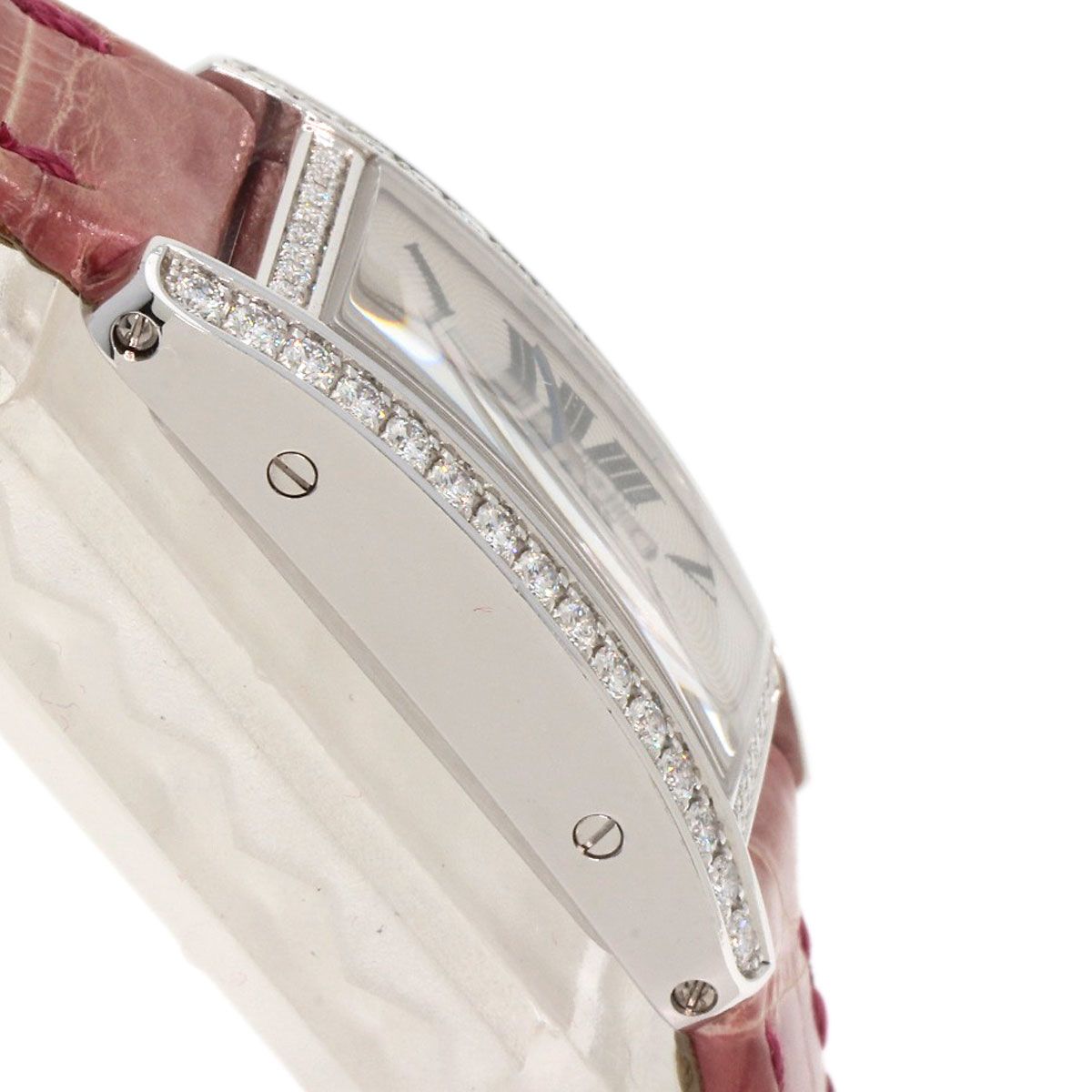 Cartier Mini Tank American Watch 18K White Gold Leather Diamond — view 6