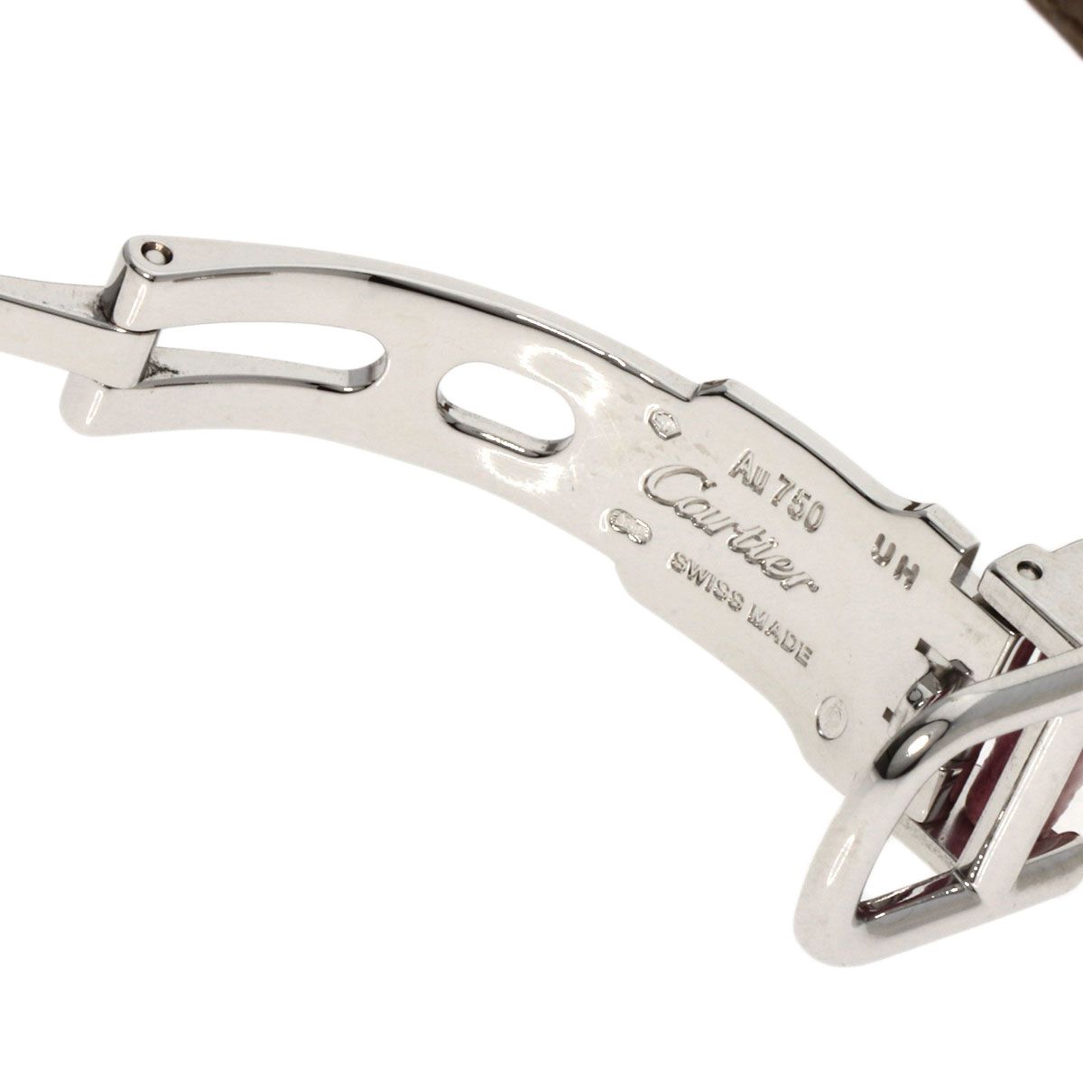 Cartier Mini Tank American Watch 18K White Gold Leather Diamond — view 9