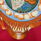 Hermes Scarf Carre 90 Pau Dela Des Cinq Mers Beyond the Five Seas Silk Red — view 7