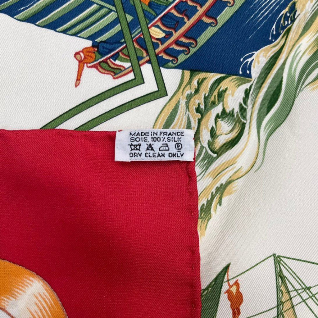 Hermes Scarf Carre 90 Pau Dela Des Cinq Mers Beyond the Five Seas Silk Red — view 9