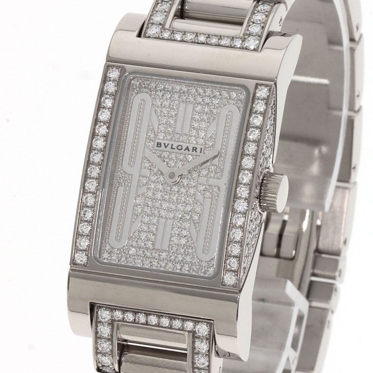 Bvlgari Rettangolo Diamond Watch 18K White Gold Goldx — view 3