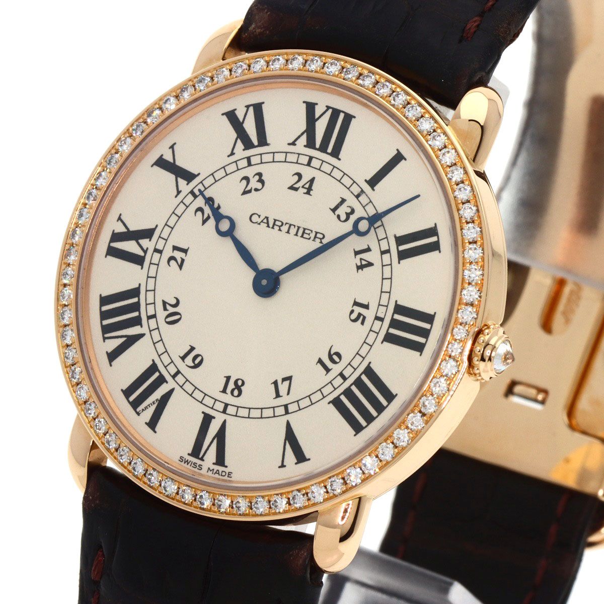 Cartier Ronde Louis LM Diamond Watch 18K Pink — view 3