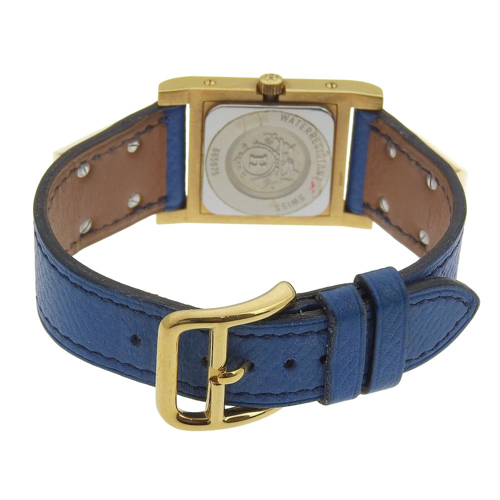 Hermes Medallion Gold Plated Leather Quartz Analog Display White Dial — view 5