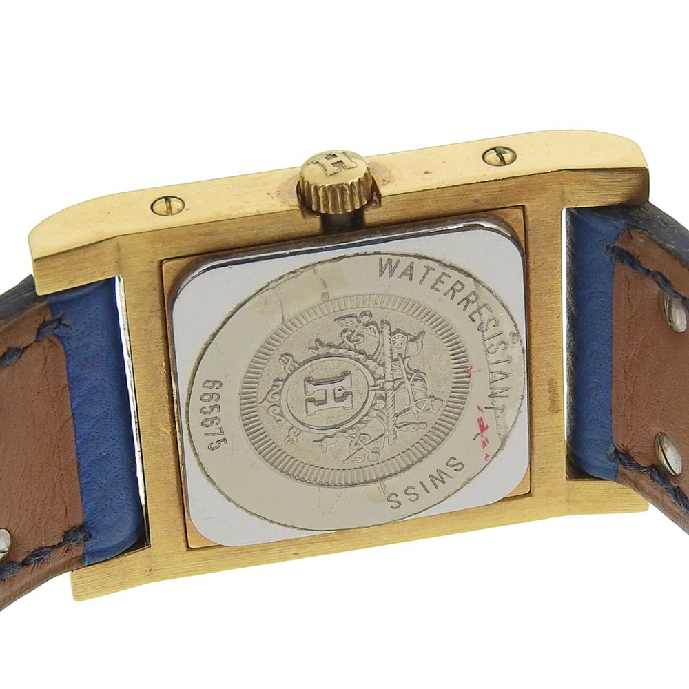 Hermes Medallion Gold Plated Leather Quartz Analog Display White Dial — view 6