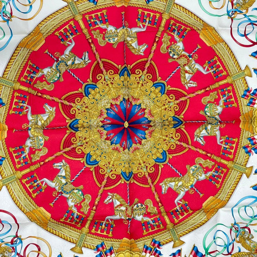 Hermes Carre 90 Scarf Silk Luna Park Amusement Merigo Land Navy — view 7