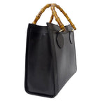 Gucci Tote Bamboo Leather Black Fashionable — view 4