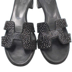 Hermes Oasis Sandal Rhinestone Design Black 36.5 — view 7