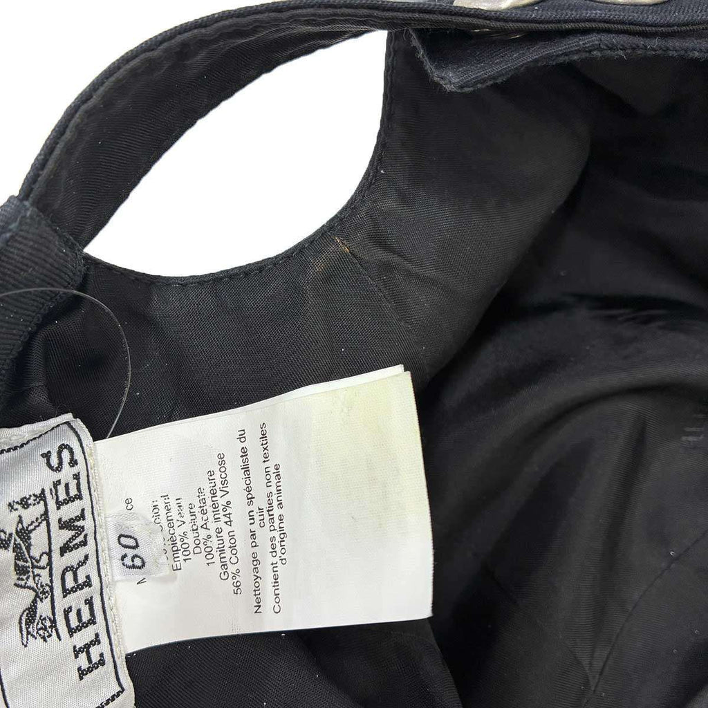 Hermes Nevada Serge Leather Patch Camp Cap Black 60 — view 7