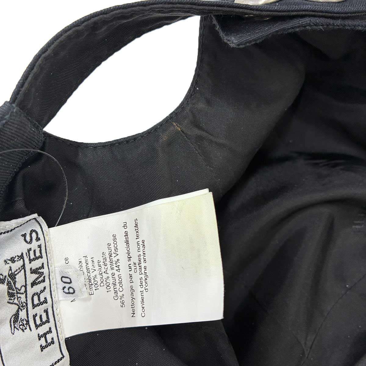 Hermes Nevada Serge Leather Patch Camp Cap Black 60 — view 7