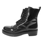 Prada Brushed Leather Side Zip Lace Up Boots Black 39 — view 2