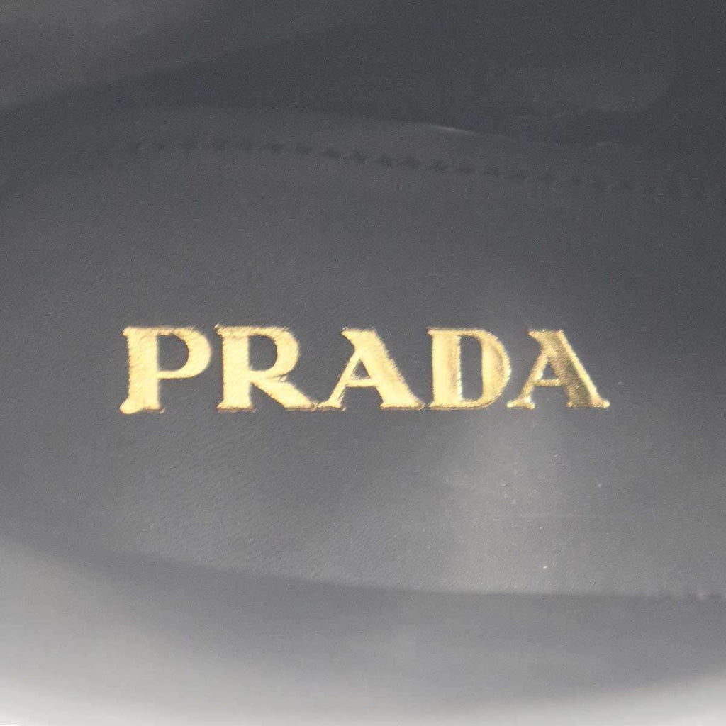 Prada Brushed Leather Side Zip Lace Up Boots Black 39 — view 5