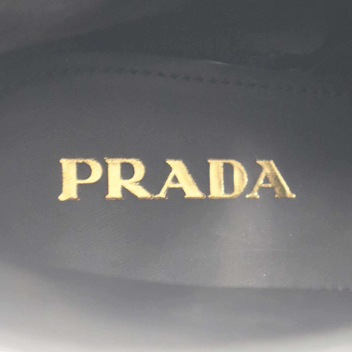 Prada Brushed Leather Side Zip Lace Up Boots Black 39 — view 5