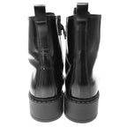 Prada Brushed Leather Side Zip Lace Up Boots Black 39 — view 3