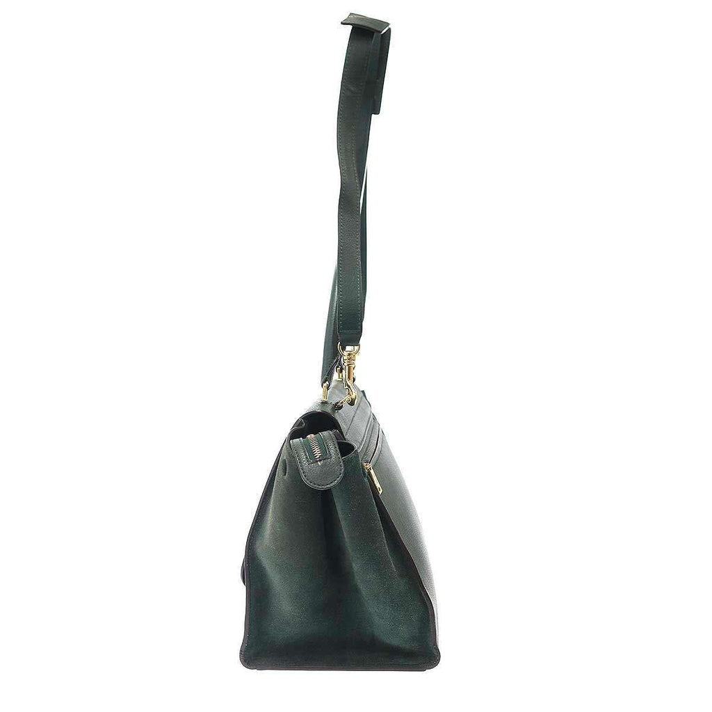 Celine Trapeze Leather Shoulder Bag Green — view 3