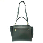Celine Trapeze Leather Shoulder Bag Green — view 2