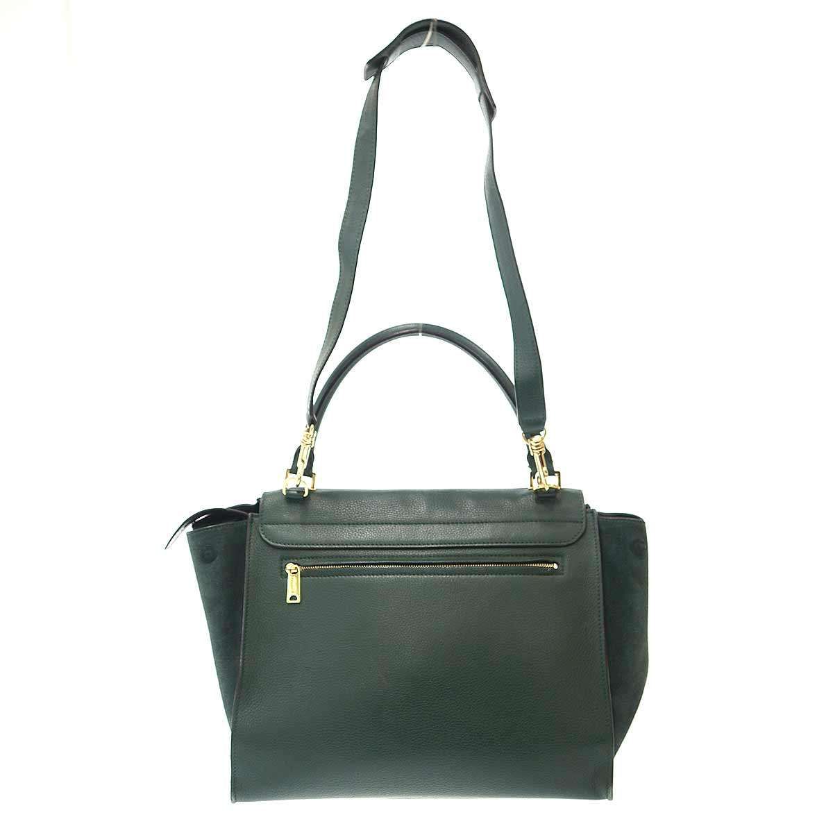 Celine Trapeze Leather Shoulder Bag Green — view 2
