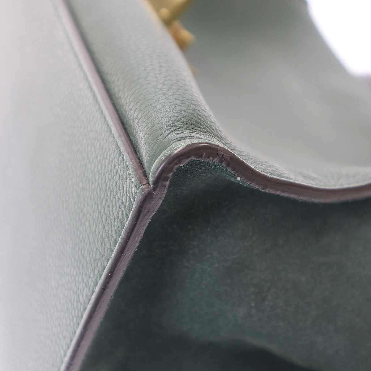 Celine Trapeze Leather Shoulder Bag Green — view 8