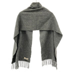 Hermes Cashmere Fringe Muffler Gray Scarf — view 2