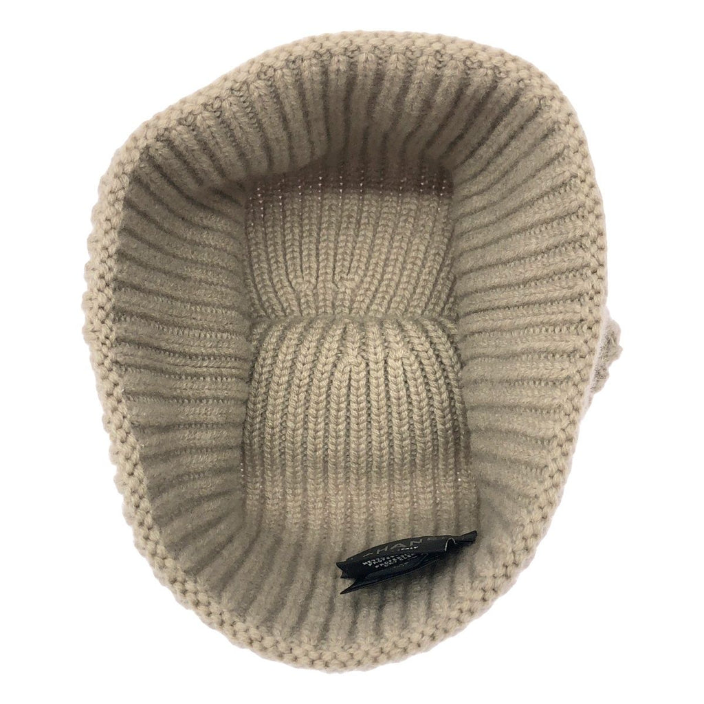 Chanel Logo Patch Cashmere Knit Cap Beige — view 5